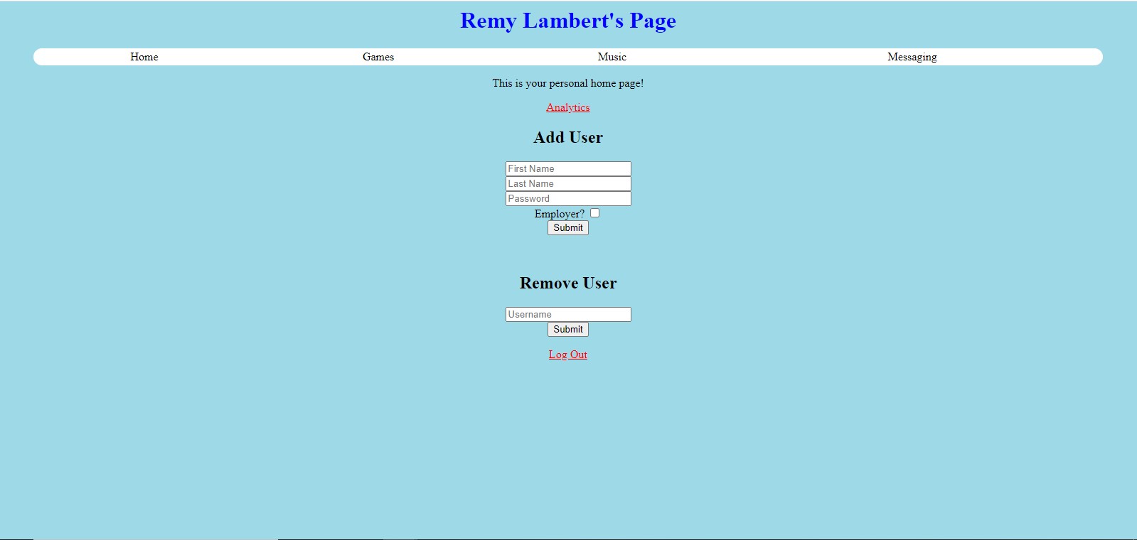 add/remove user page